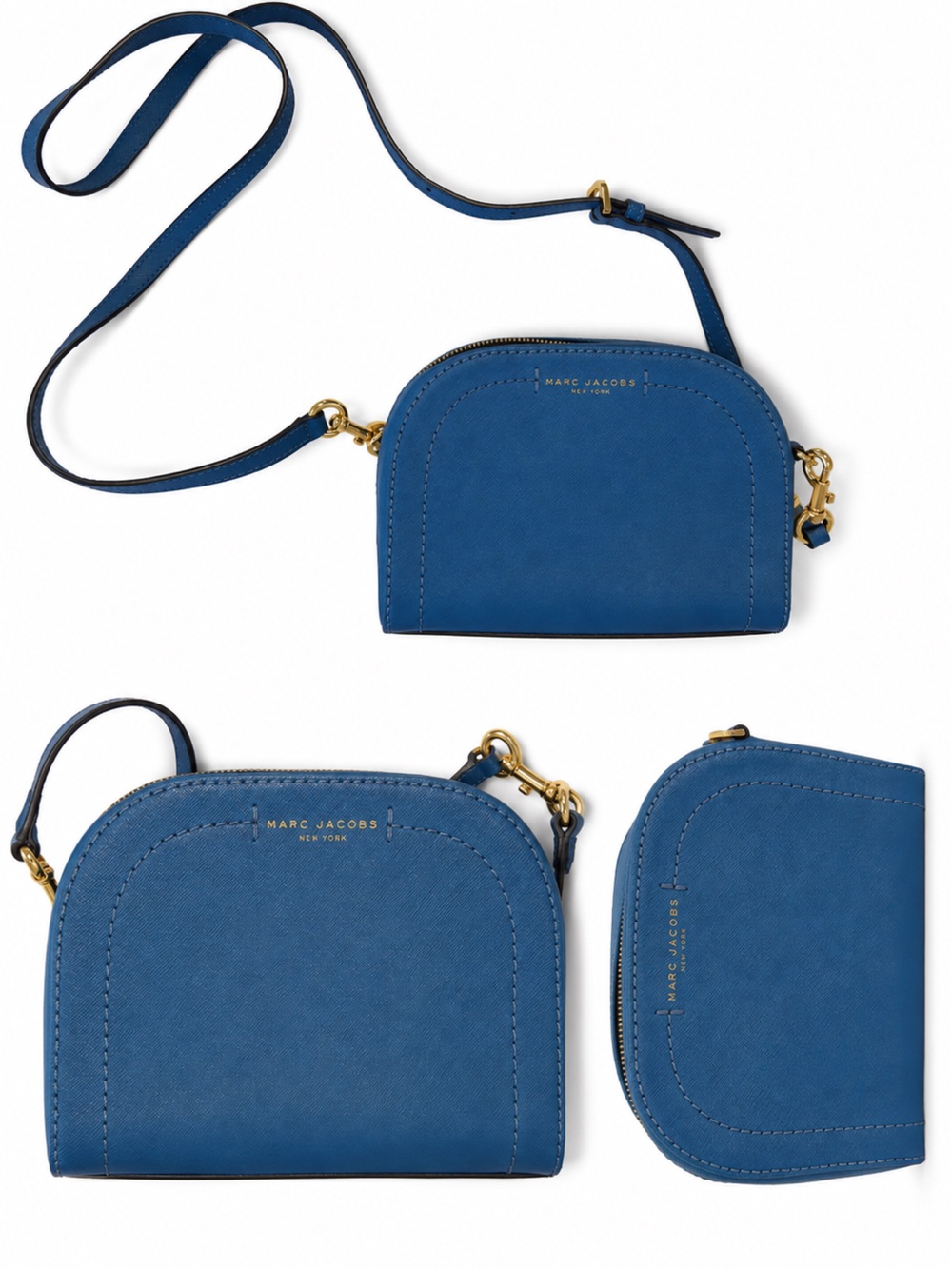 Marc Jacobs Blue Saffiano Crossbody with Gold Hardware